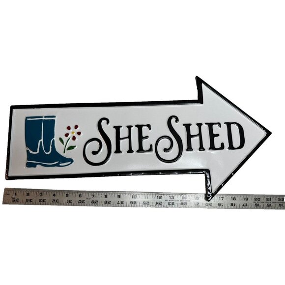 She Shed Metal Tin Sign For Backyard Sheds Craft Sewing Room 21x6" Mom Gift Ganz - Picture 2 of 5